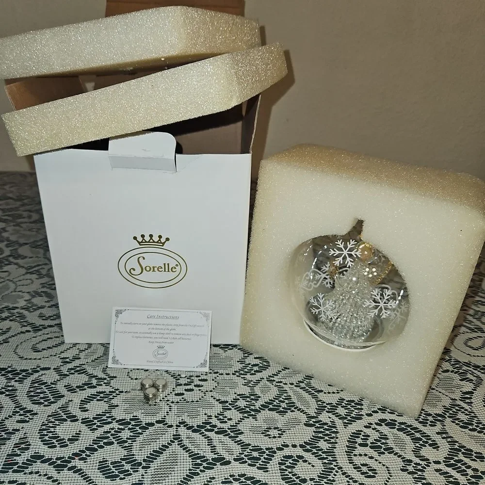 Vintage Soreele LED Lighted Glass Angel with Star Globe